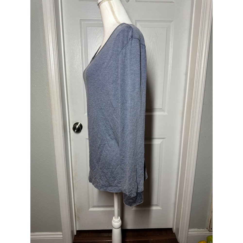 Treasure & Bond Scoop Neck Long Sleeve Top Large Blue Good Heathered Relaxed - Picture 3 of 6